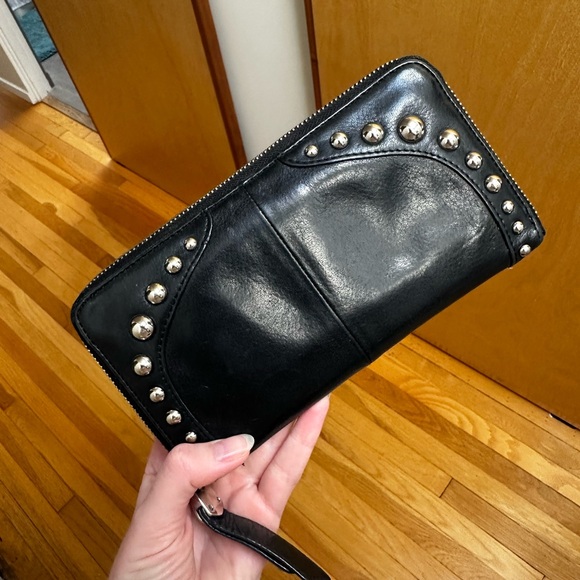B. Makowsky Black Studded Leather Wallet - Picture 1 of 6